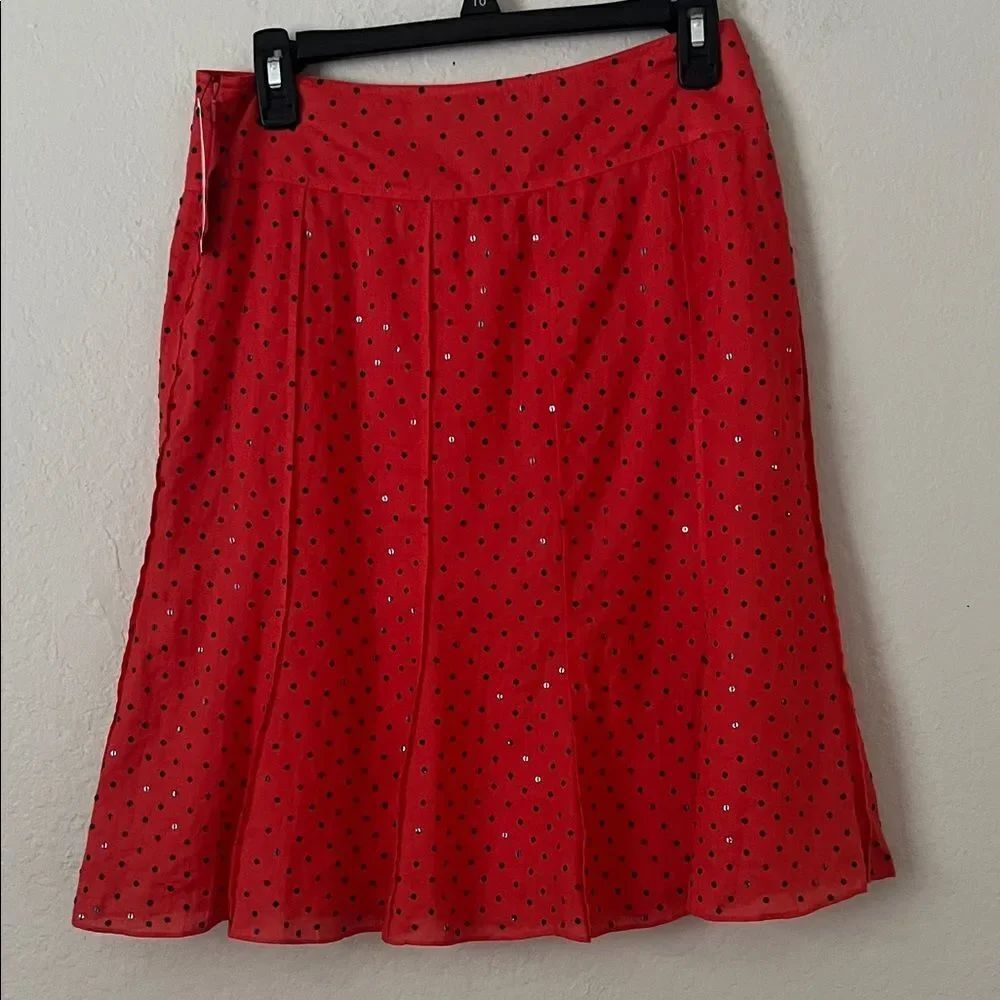 NWT DKNY A Delivery Red Polka Dot Mini Skirt Sequins in Size 2